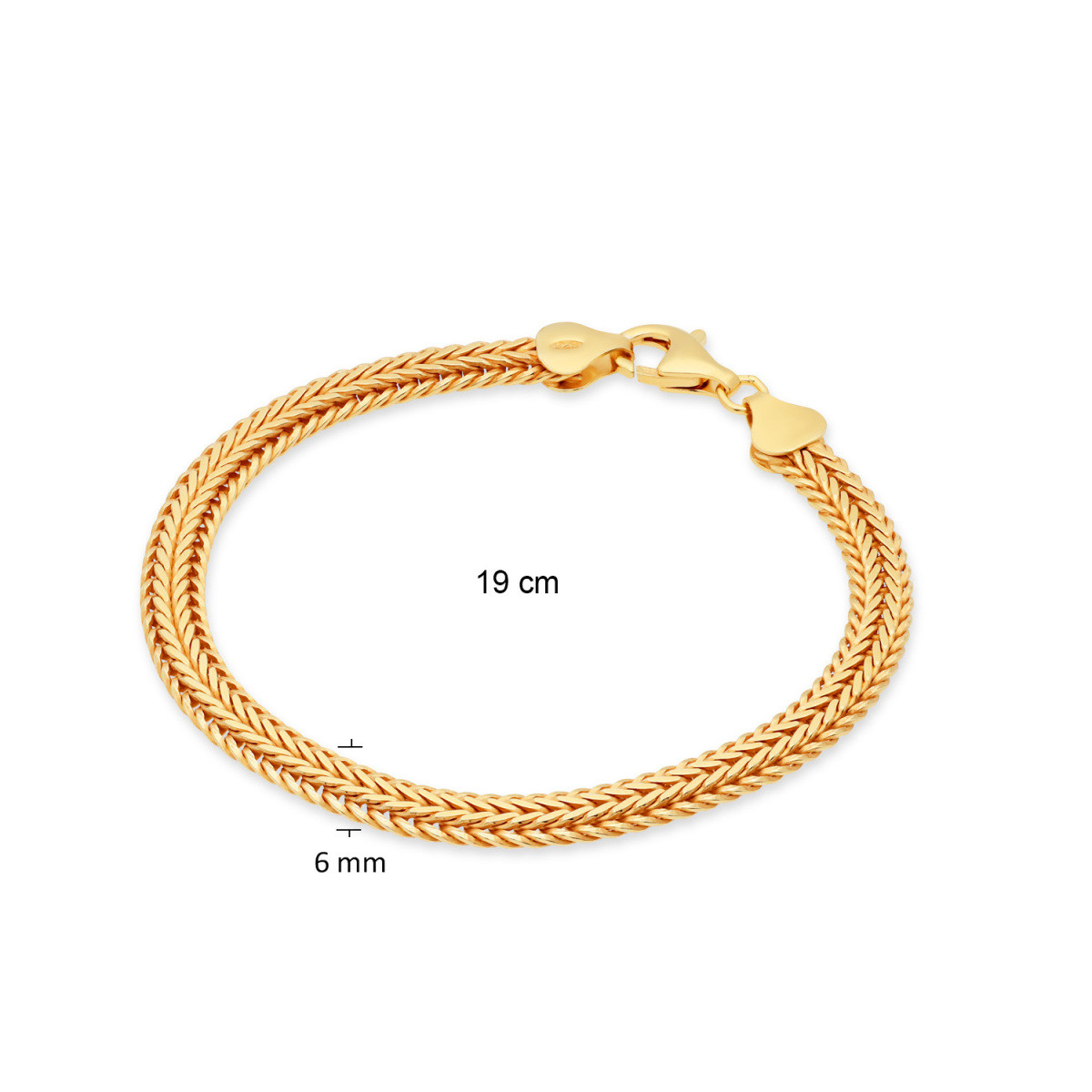 GLOW 104.8415.19 gold plated gourmet schakelarmband glanzend 6 mm breed - Lengte 19 cm