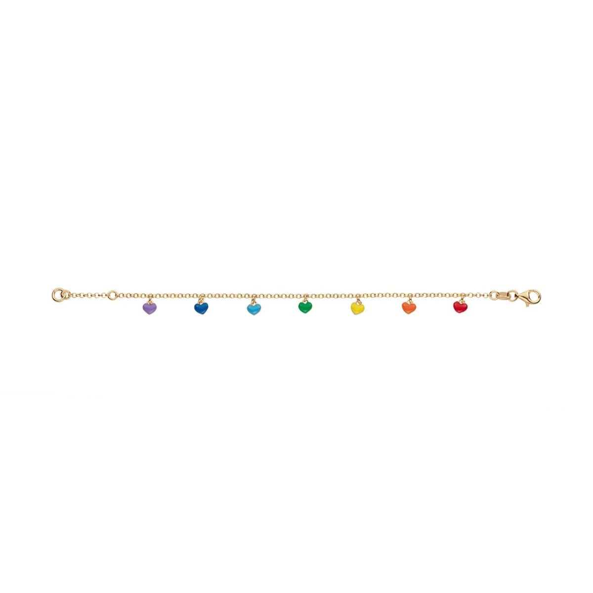 GLOW 104.8691.16 gold plated kinder armband met multicolor hartjes hanger 4 mm - Lengte 14-16 cm