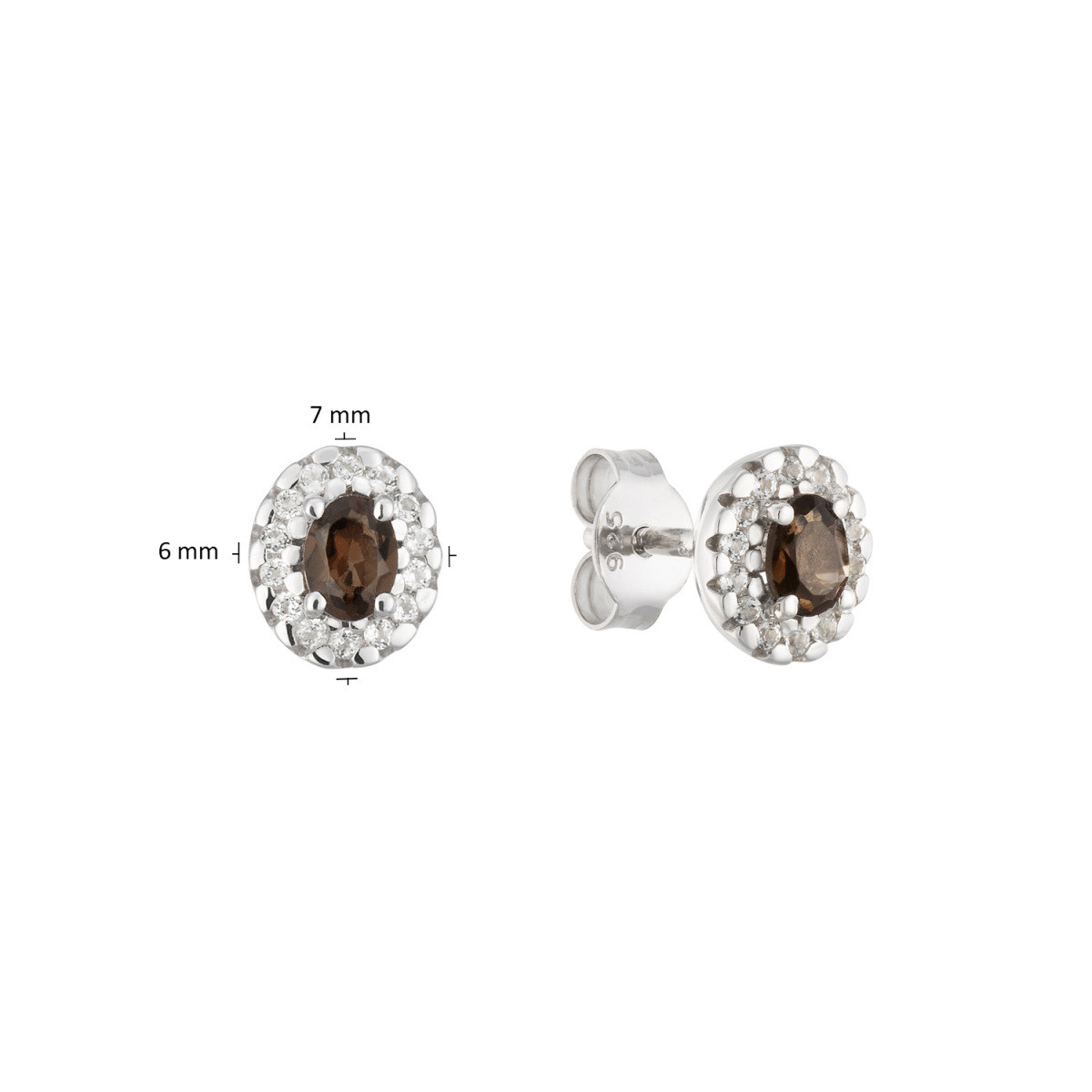 GLOW 106.0814.00 zilveren oorknopjes met topaas en zirkonia 6 mm breed - Hoogte 7 mm