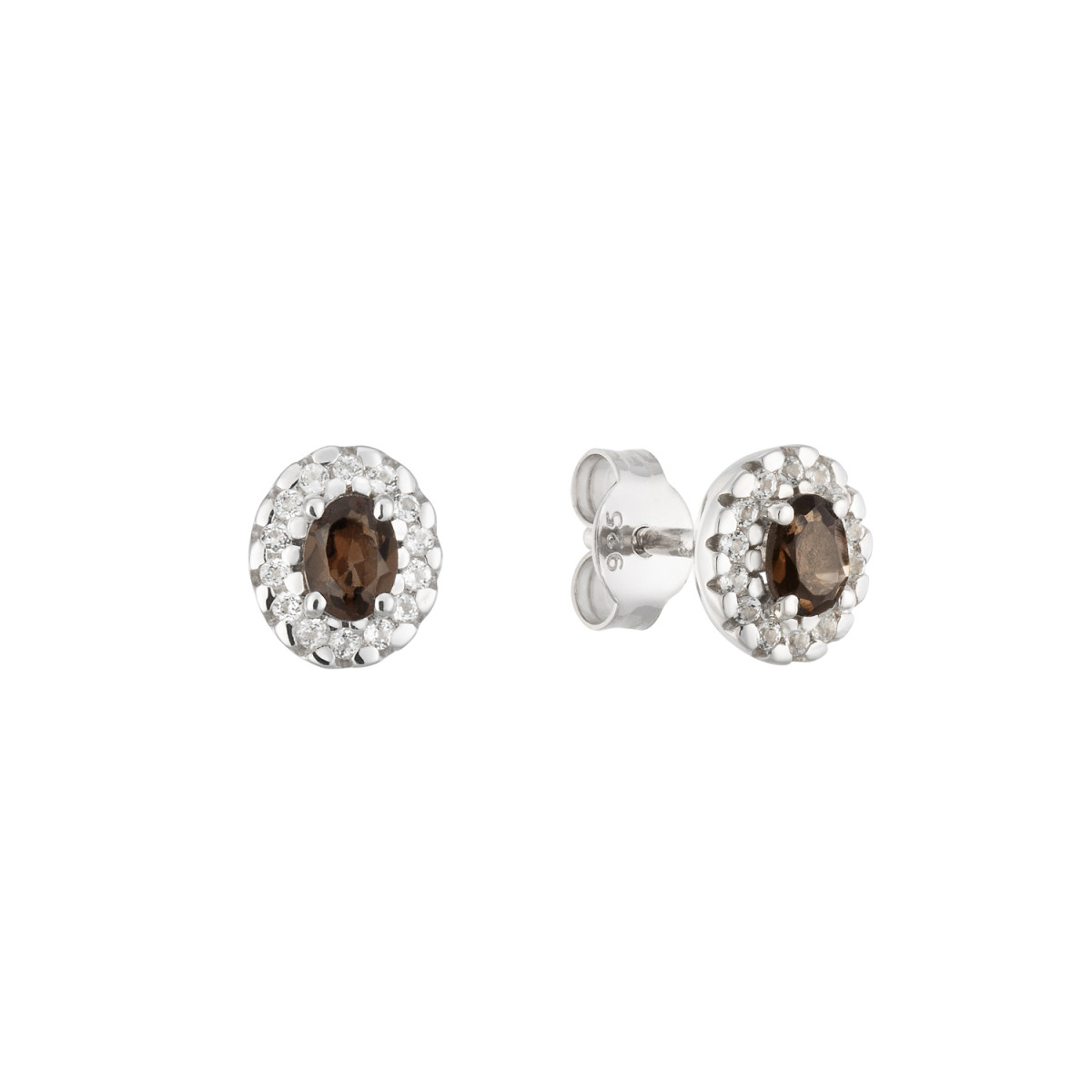 GLOW 106.0814.00 zilveren oorknopjes met topaas en zirkonia 6 mm breed - Hoogte 7 mm