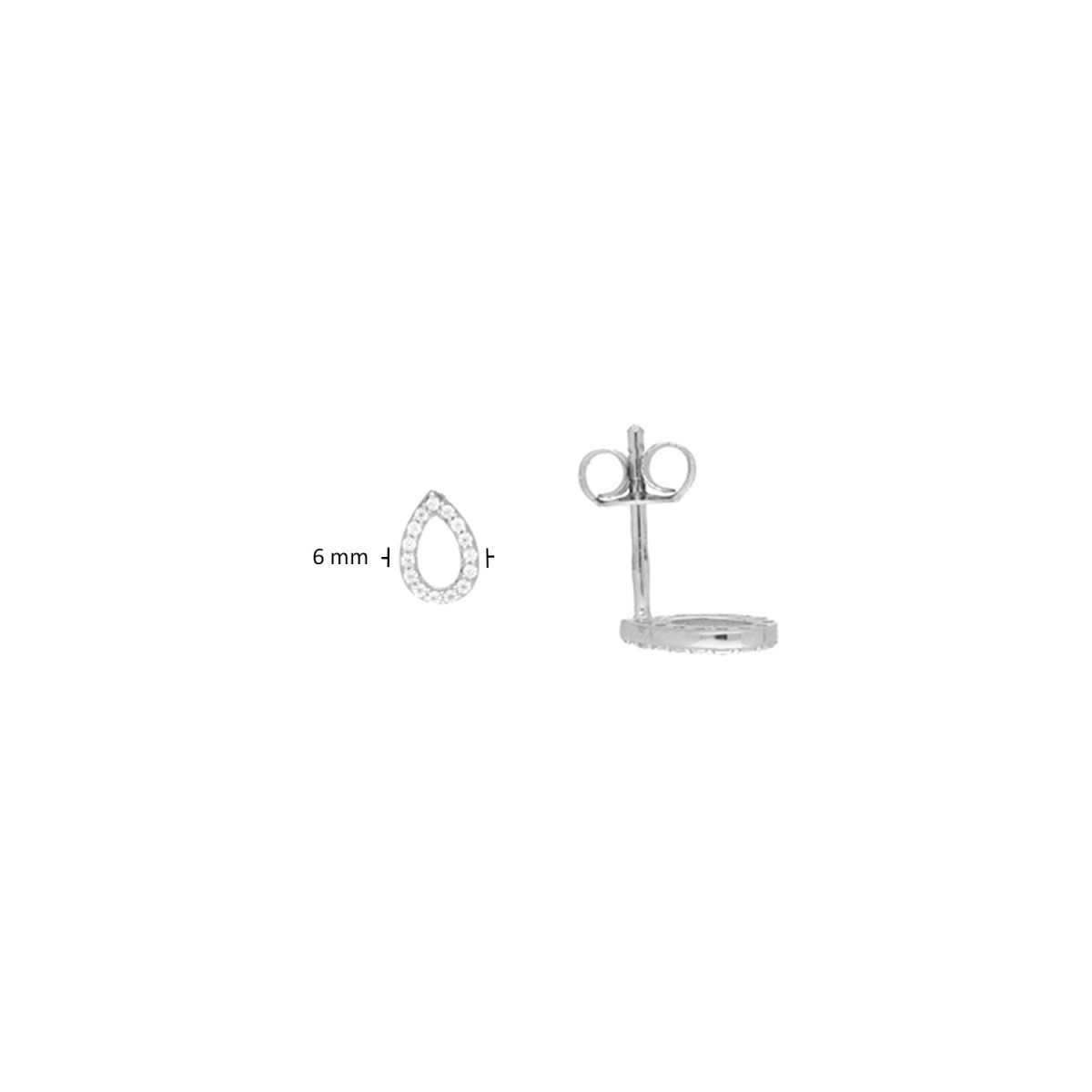 GLOW 106.1058.00 zilveren oorknopjes met druppelvorm en pavé zirkonia - Hoogte 6 mm