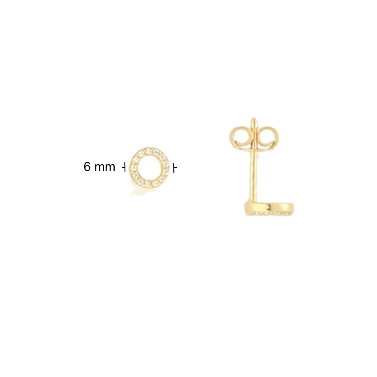 GLOW 106.8016.00 goudkleurige glanzende ronde oorstekers met zirkonia - Diameter 6 mm