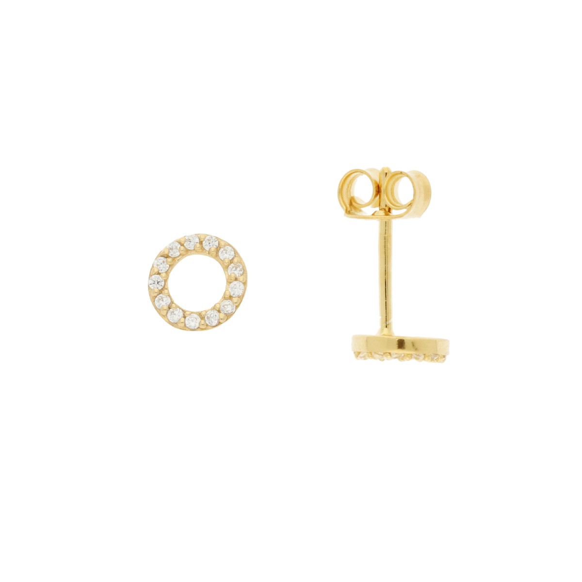 GLOW 106.8016.00 goudkleurige glanzende ronde oorstekers met zirkonia - Diameter 6 mm