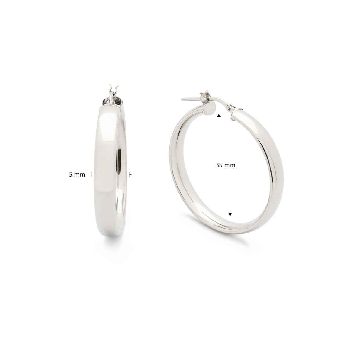 GLOW 107.1425.00 925 zilveren oorringen glanzend afgewerkt 5 mm breed - Diameter 35 mm