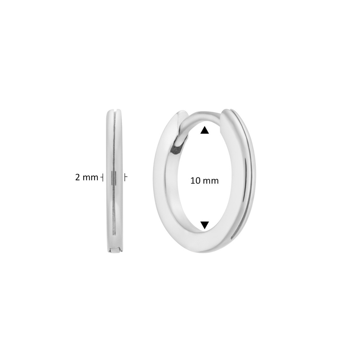 GLOW 107.2640.10 zilveren oorringen 2 mm breed met moderne uitstraling - Diameter 10 mm