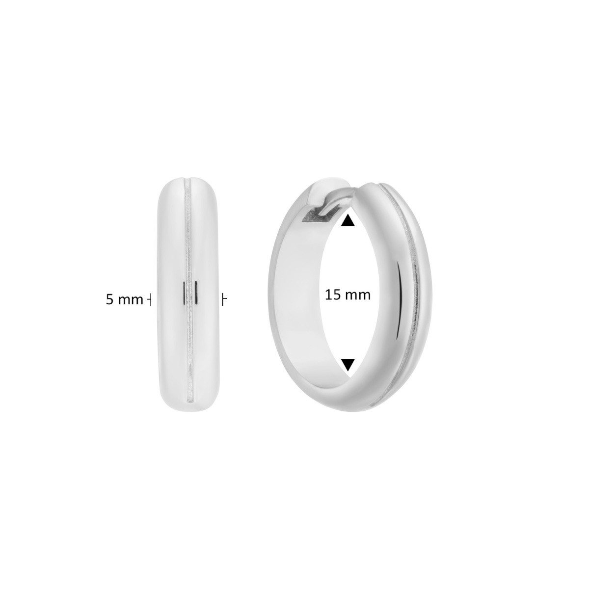 GLOW 107.2660.15 zilveren klapoorringen 5 mm breed - Diameter 15 mm