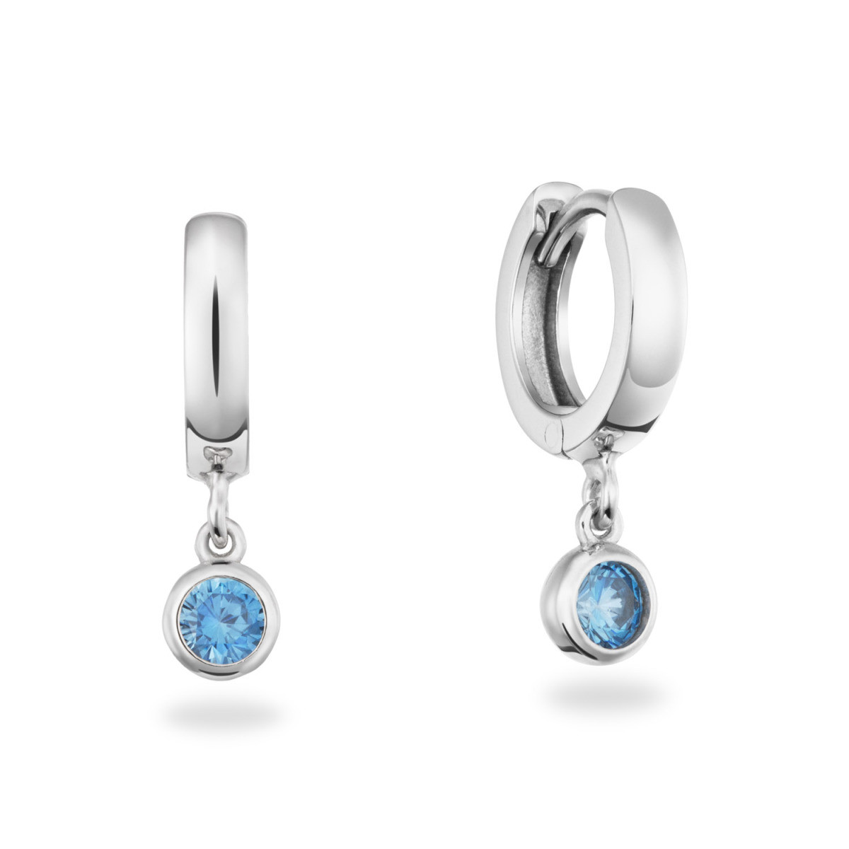 GLOW 107.3119.00 zilveren oorringen met blauwe zirkonia hanger - Hoogte 18 mm