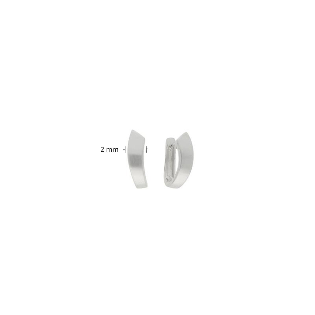 GLOW 107.6288.00 zilveren klapoorringen halfrond glanzend afgewerkt 2 mm breed - Hoogte 5 mm