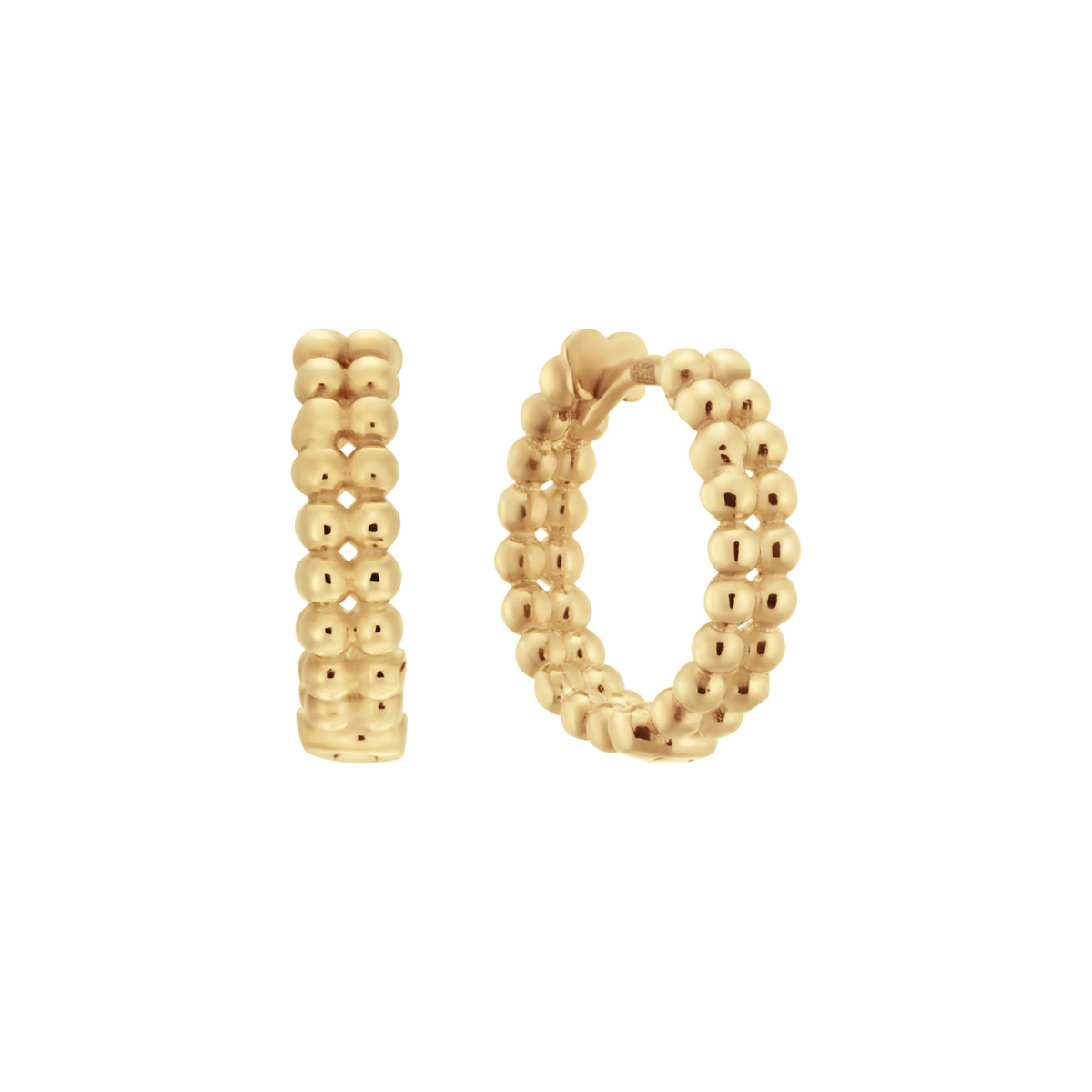 GLOW 107.8201.00 goudkleurige klapoorringen met bolletjes 3 mm breed - Diameter 11 mm