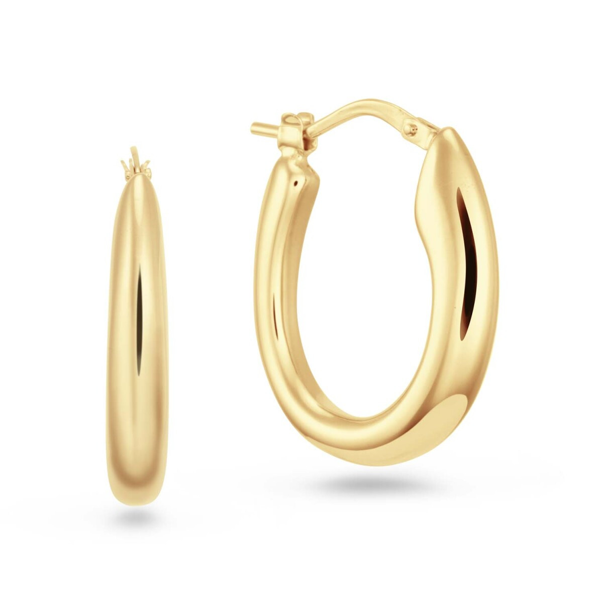 GLOW 107.8674.00 gold plated ovale oorringen glanzend 4 mm breed - Hoogte 24 mm