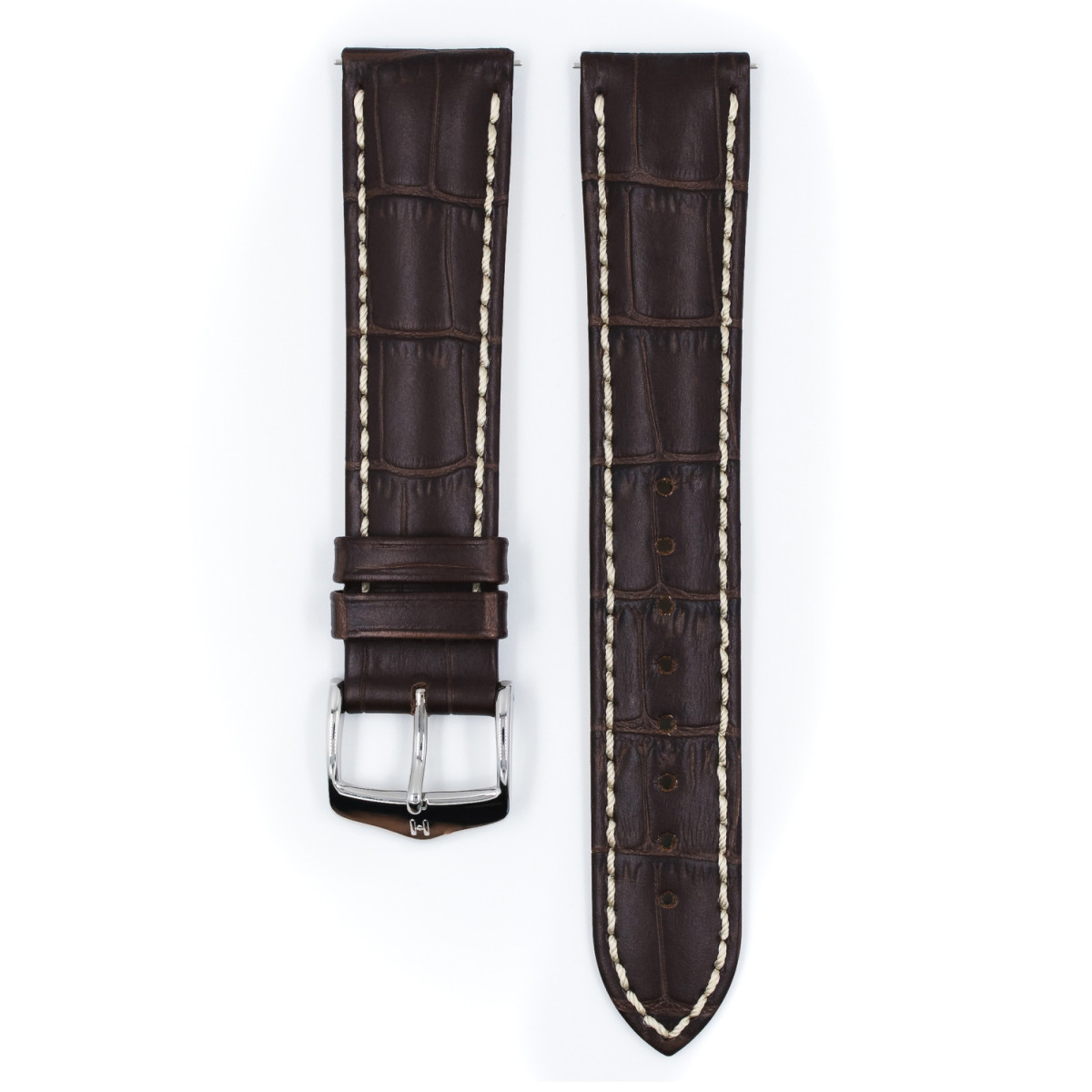 HIRSCH Modena 10302810-2 bruine kalfsleren horlogeband krokodillenpatroon