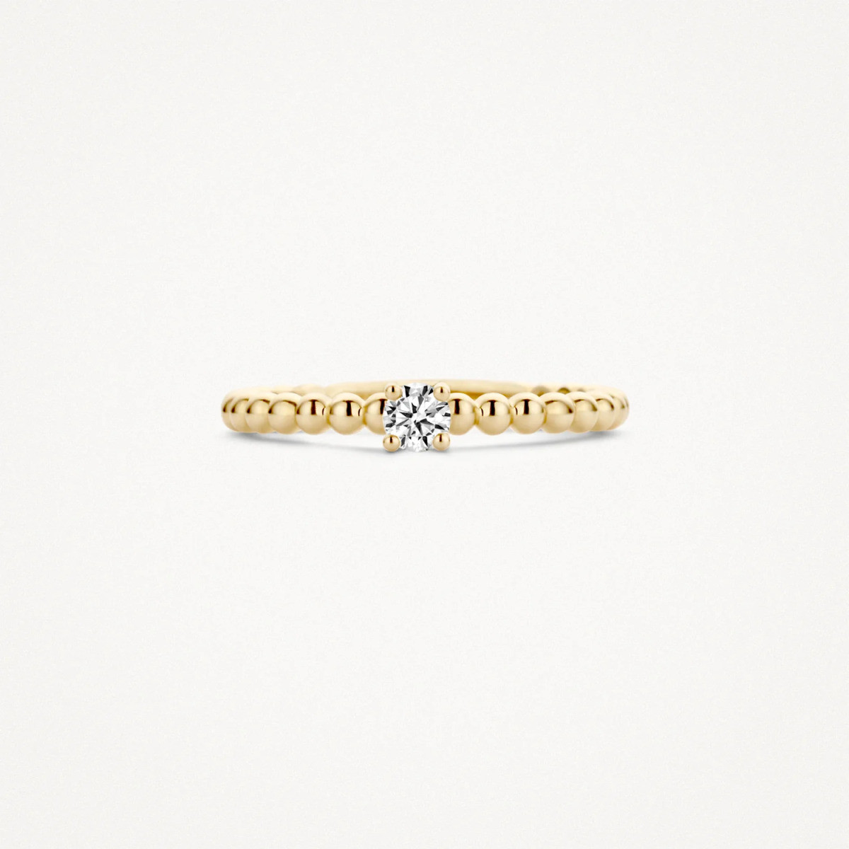 Blush 1111YZI gouden solitair ring met bolletjes en briljant geslepen zirkonia 2 mm breed