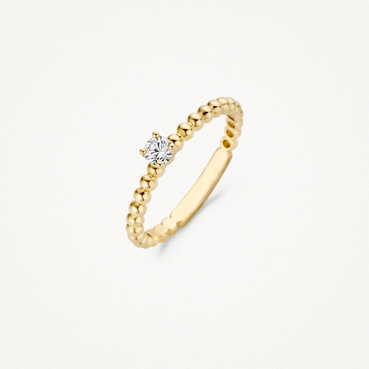 Blush 1111YZI gouden solitair ring met bolletjes en briljant geslepen zirkonia 2 mm breed