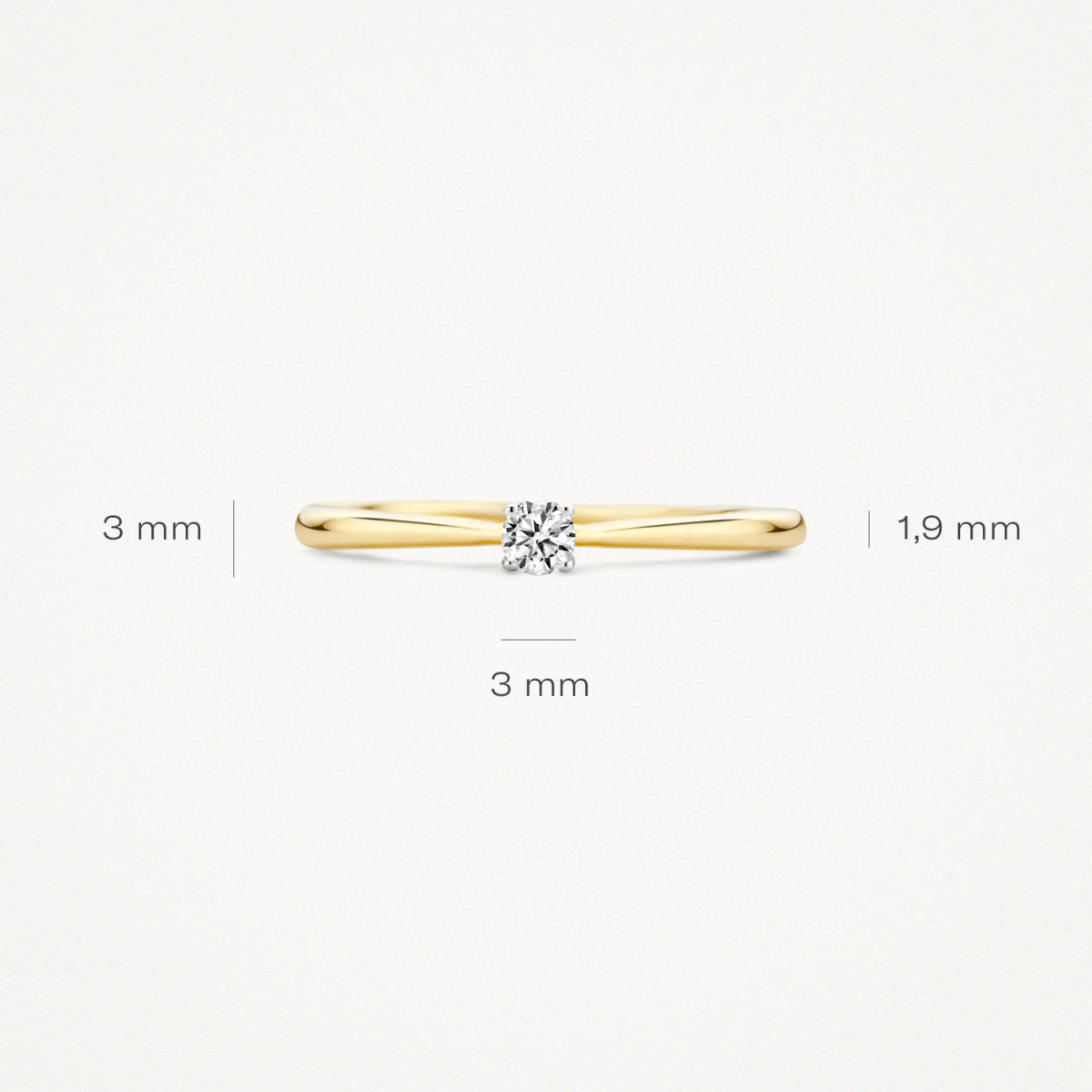 Blush 1186BZI gouden solitair ring met briljant geslepen zirkonia 1.9 mm breed