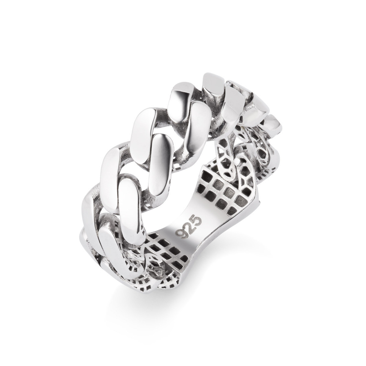 GLOW 114.1019 925 zilveren ring met gourmet schakels voor heren 8 mm breed
