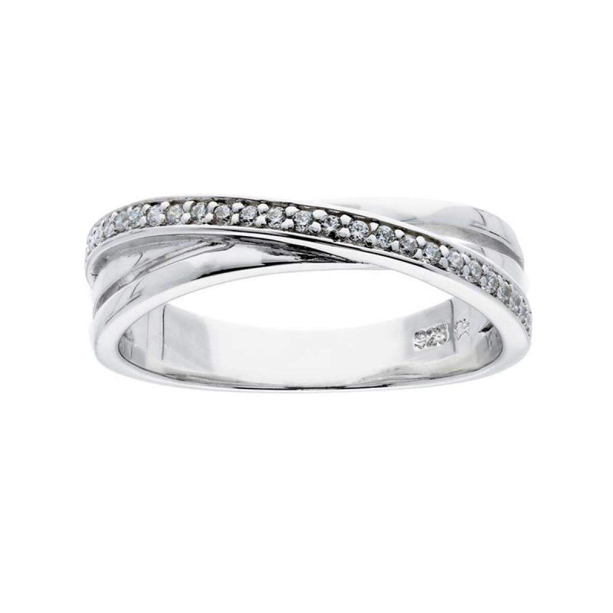 GLOW 114.5192 zilveren crossover ring met transparante zirkonia 5 mm breed