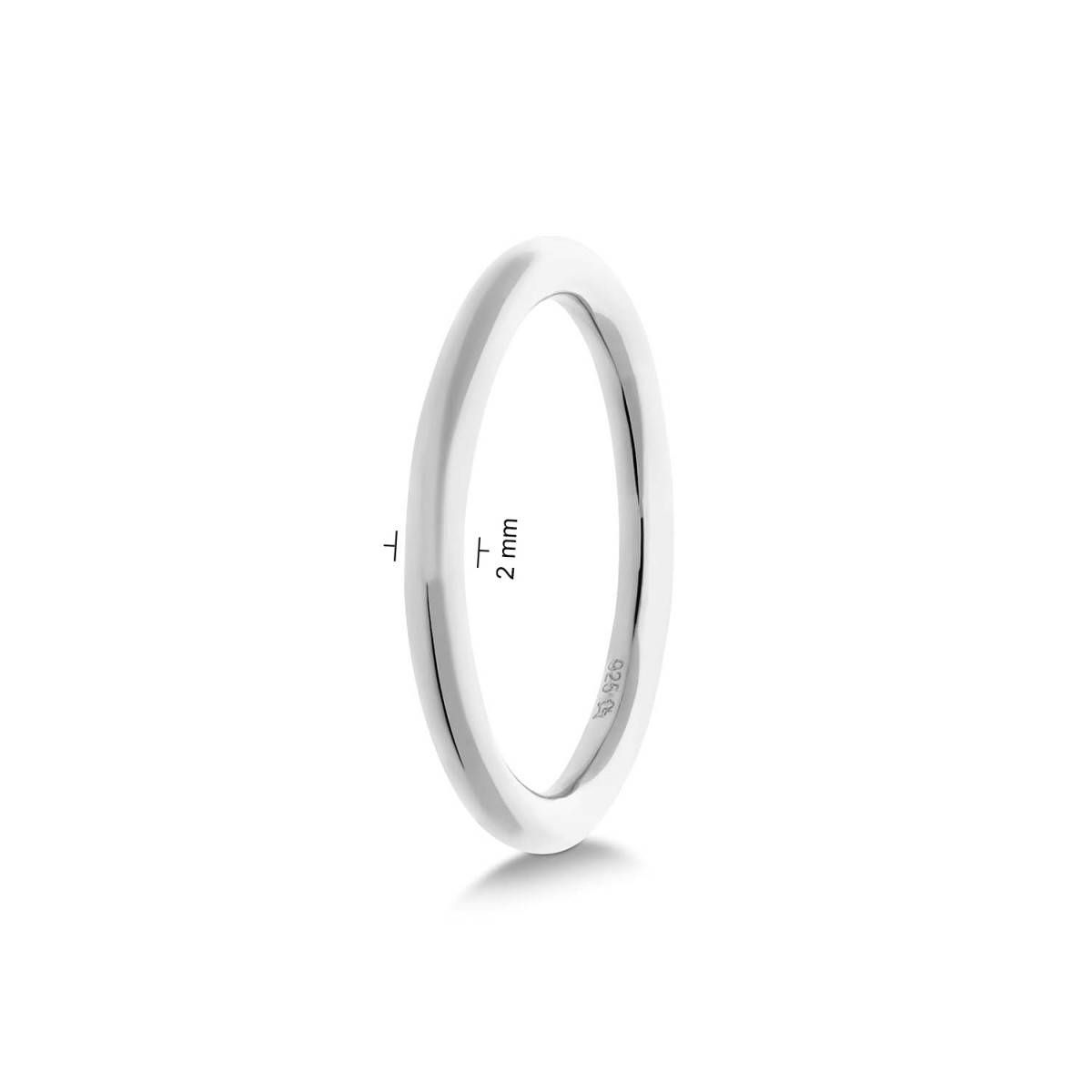 GLOW 114.1374 zilveren glanzende aanschuifring 2 mm breed