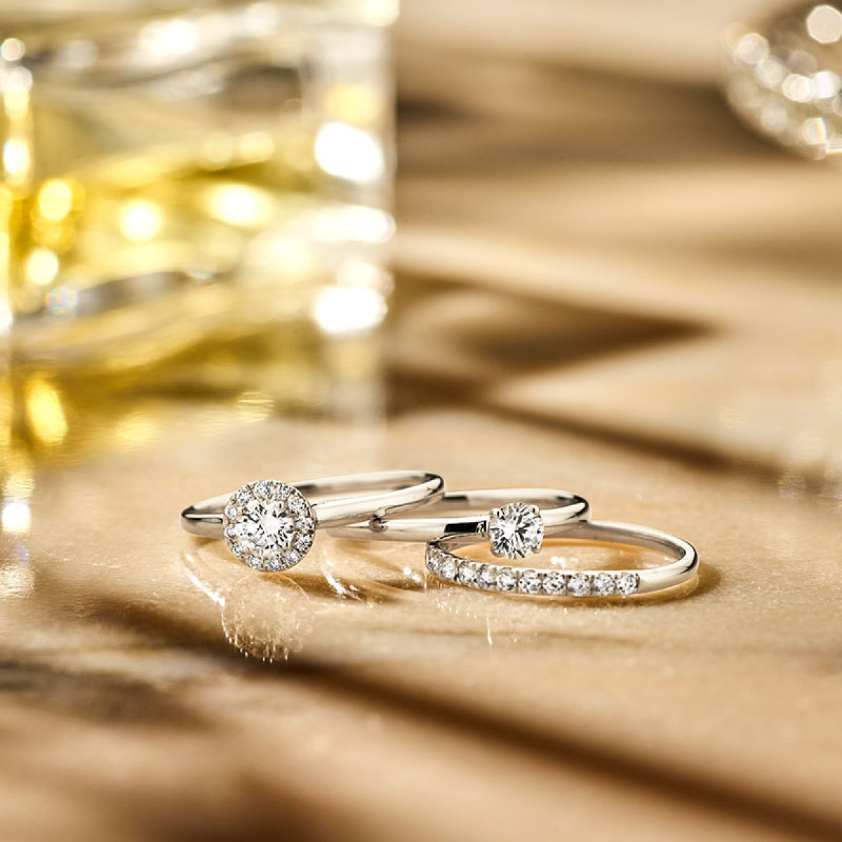 Witgouden ring met made diamond 16.50-18.50 mm