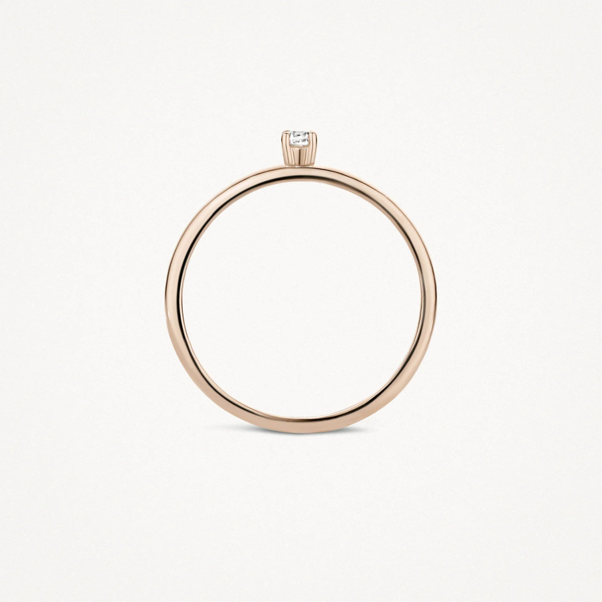 Blush 1200RZI 14-karaat roségouden solitair ring met ronde zirkonia 1.3 mm breed