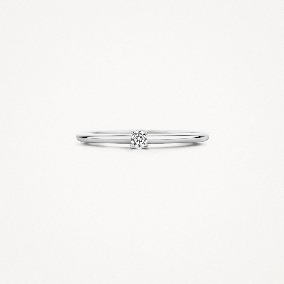 Blush 1200WZI 14-karaat witgouden solitair ring met ronde zirkonia1.3 mm breed