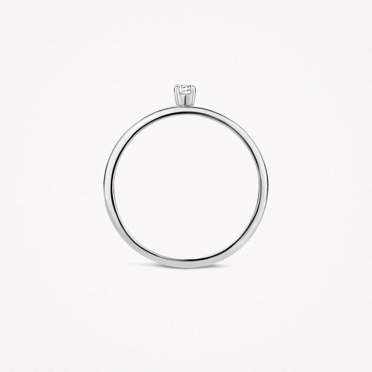 Blush 1200WZI 14-karaat witgouden solitair ring met ronde zirkonia1.3 mm breed