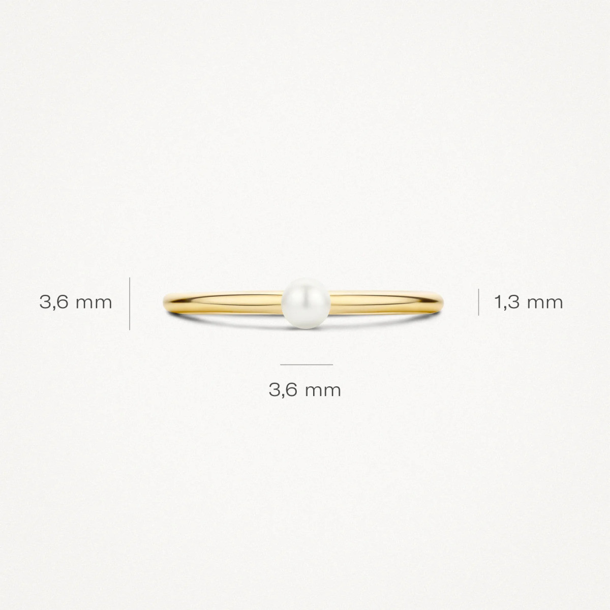 Blush 1213YPW 14-karaat gouden ring met witte zoetwaterparel 1.3 mm breed