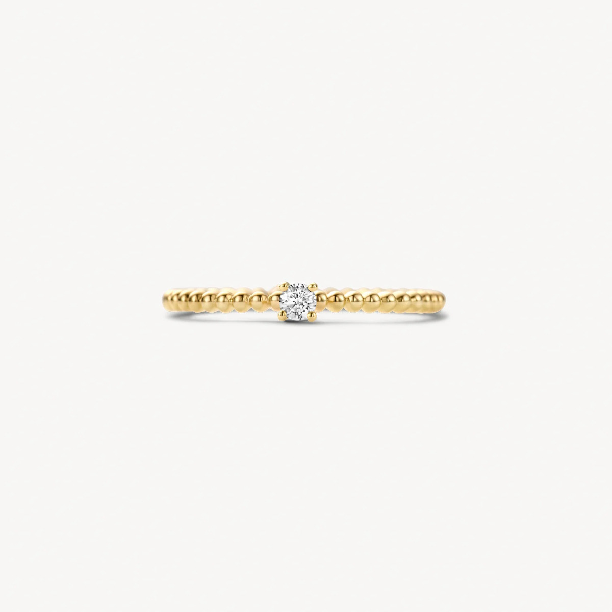 Blush 1215YZI 14-karaat gouden ring met bolletjes en zirkonia steen 1.3 mm breed
