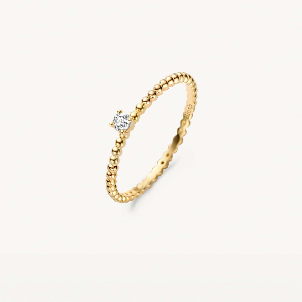 Blush 1215YZI 14-karaat gouden ring met bolletjes en zirkonia steen 1.3 mm breed
