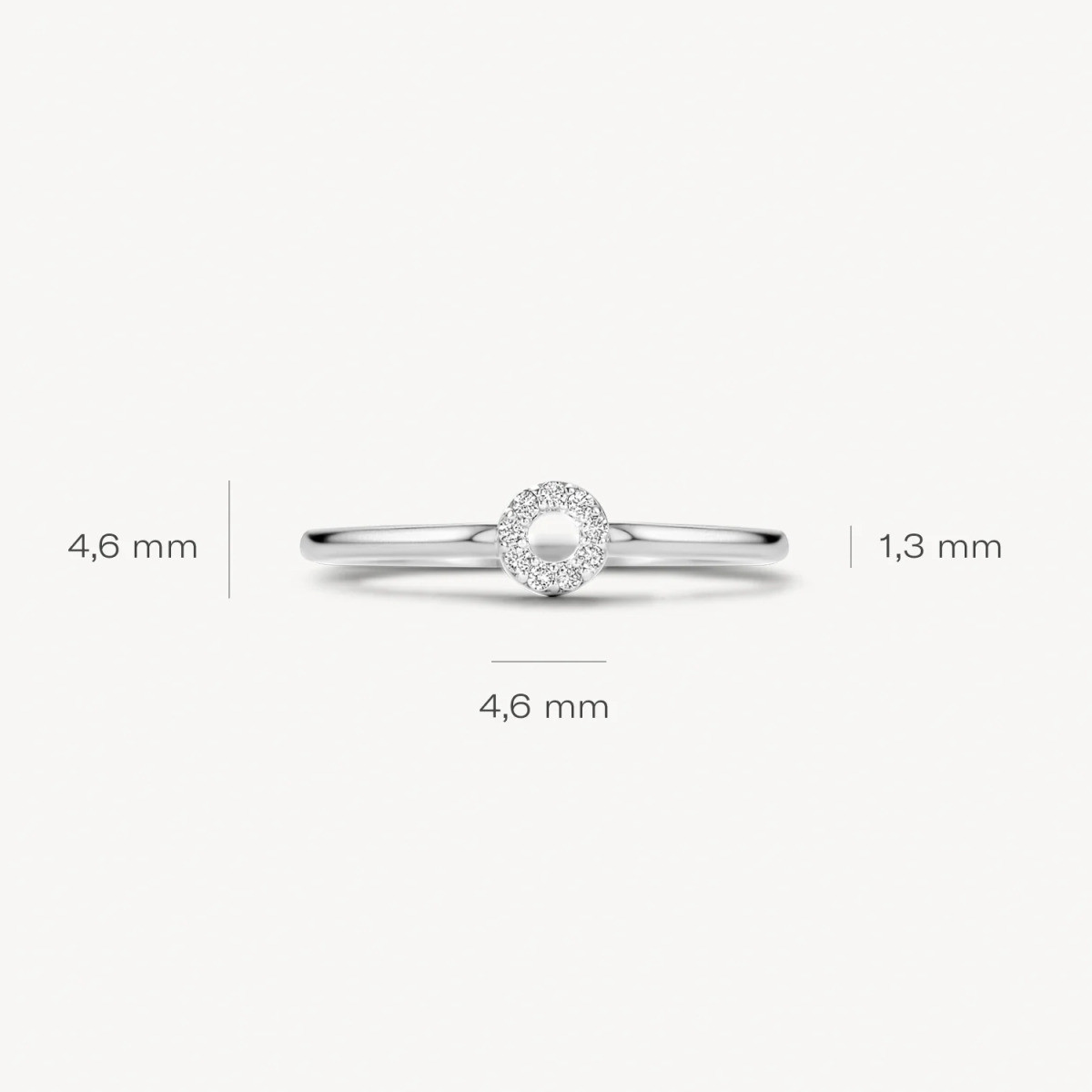 Blush 1217WZI 14-karaat witgouden ring met zirkonia rondje 1.3 mm breed