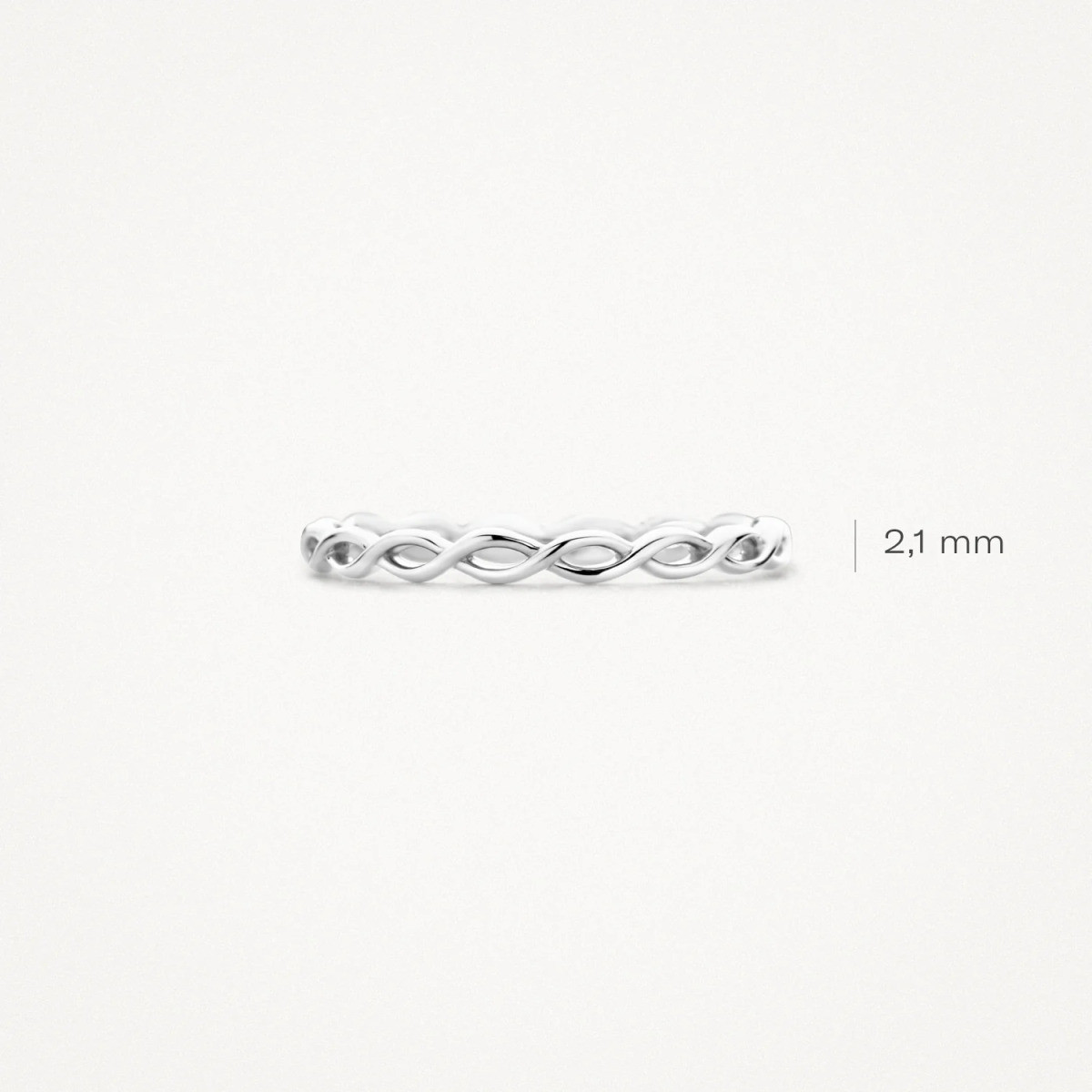Blush 1220WGO 14-karaat witgouden schakelring met gevlochten ontwerp 2.1 mm breed
