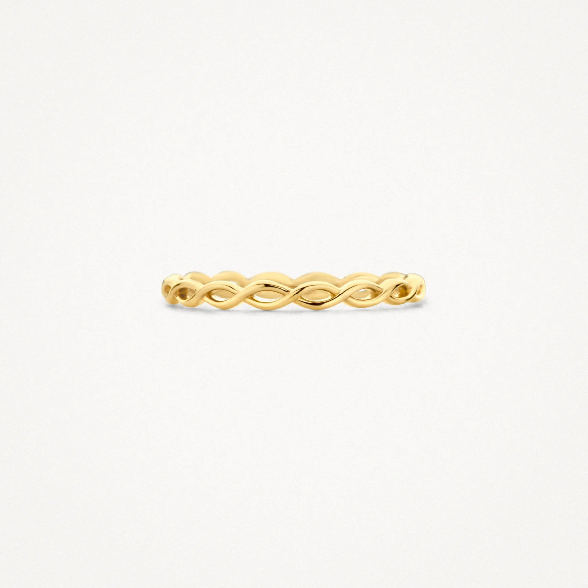 Blush 1220YGO 14-karaat gouden schakelring met gevlochten ontwerp 2.1 mm breed