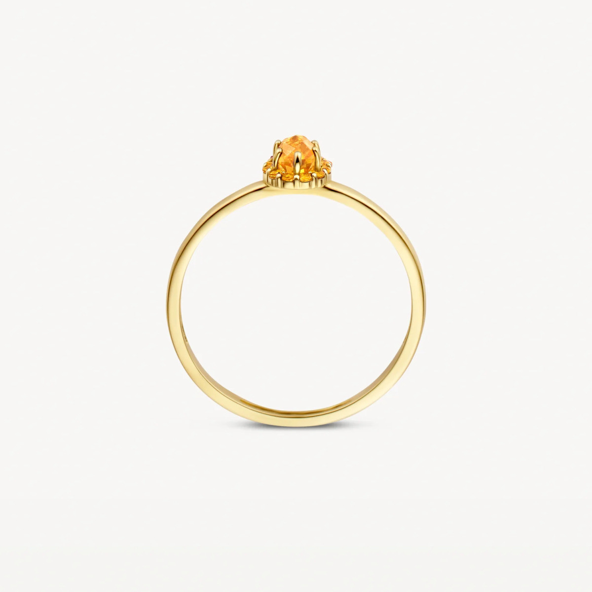 Blush 1226YCI 14k gouden halo ring met oranje citrien en ovale vorm 1.3 mm breed
