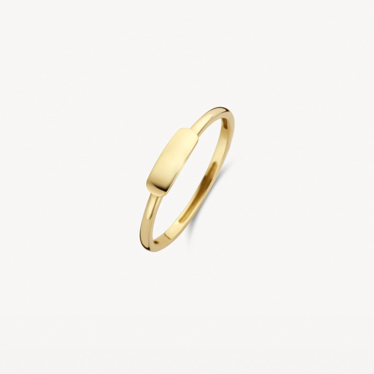 Blush 1236YGO 14-karaat gouden ring met gladde ovale plaat 9 mm x3 mm 1.3 mm breed