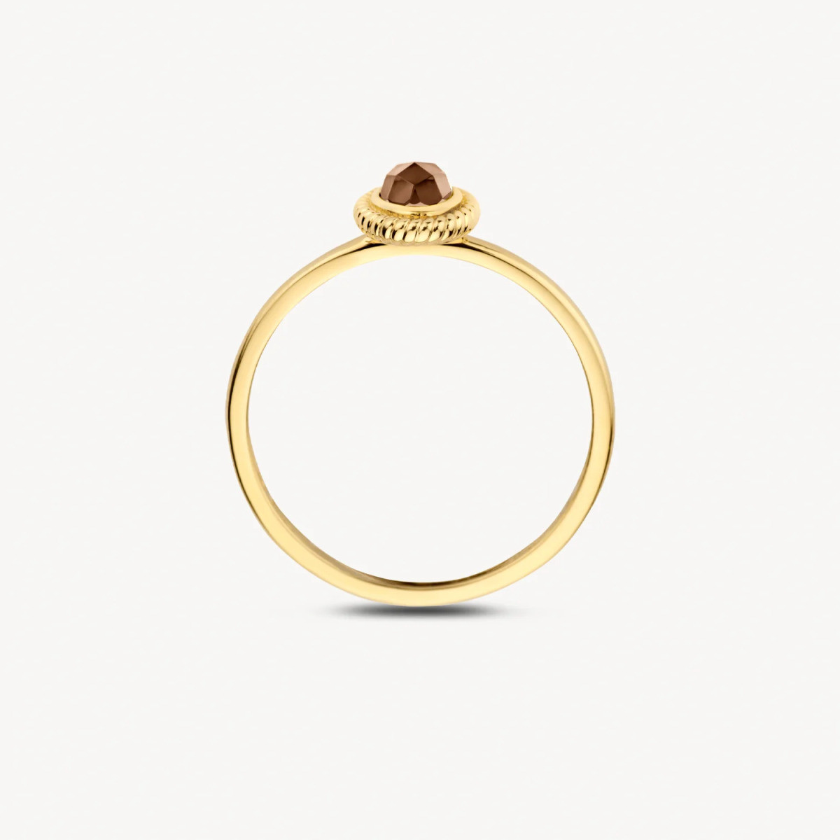 Blush 1239YBQ ovale gouden ring met bruine bergkristal en parelmoer 6.2 mm x 7.9 mm 1.3 mm breed