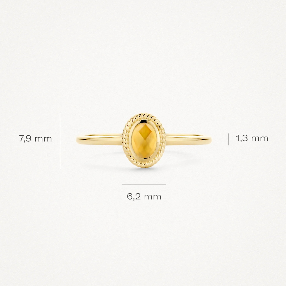 Blush 1239YMC gouden ring met oranje steen en gedraaide rand 1.3 mm breed