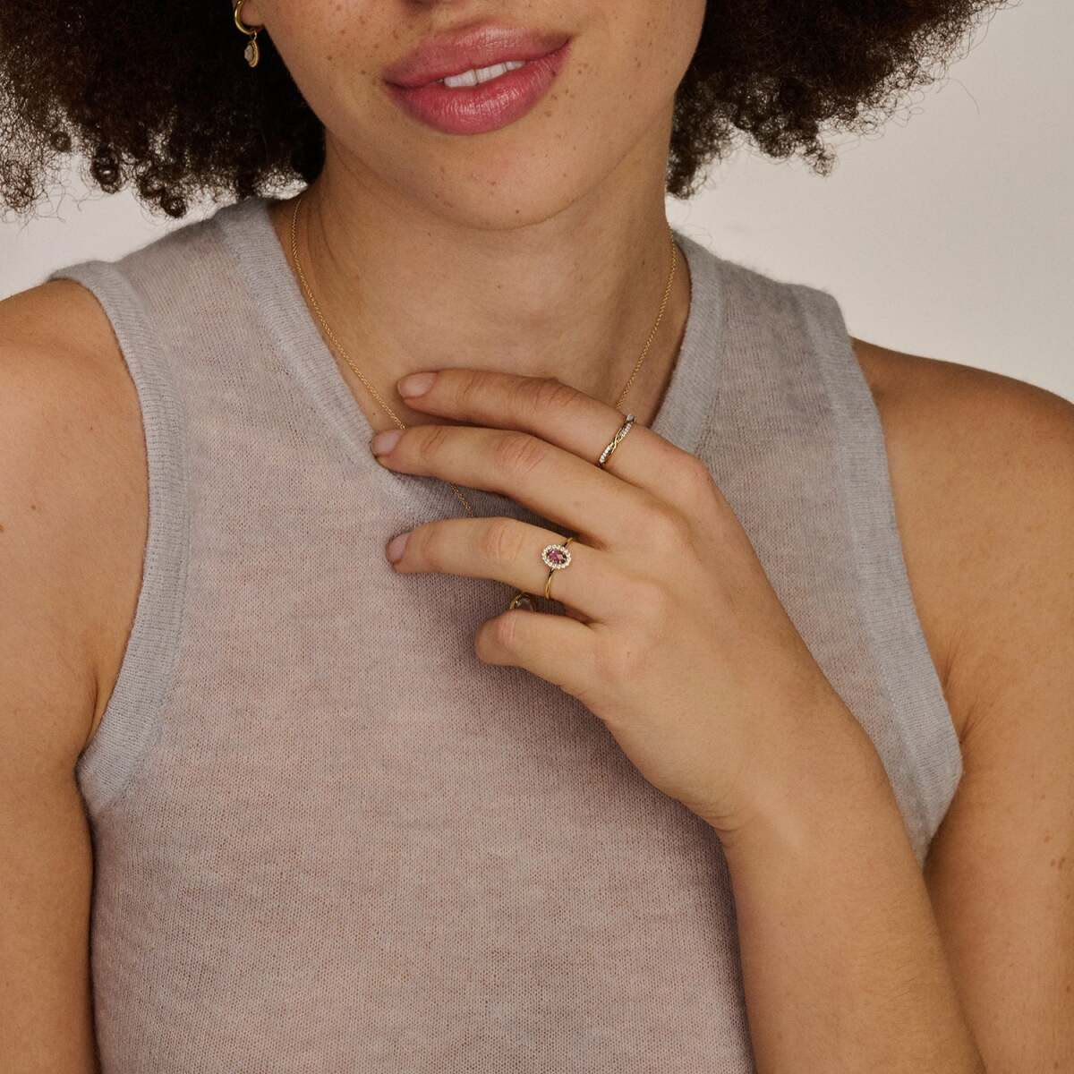 Blush 1256BZI 14-karaat bicolor gouden en witgouden ring met transparante zirkonia 2.6 mm breed