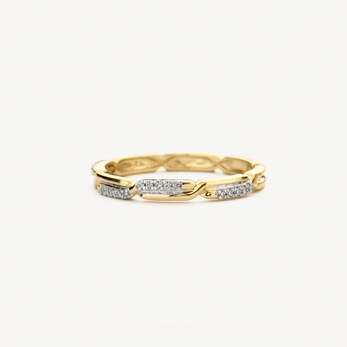 Blush 1256BZI 14-karaat bicolor gouden en witgouden ring met transparante zirkonia 2.6 mm breed
