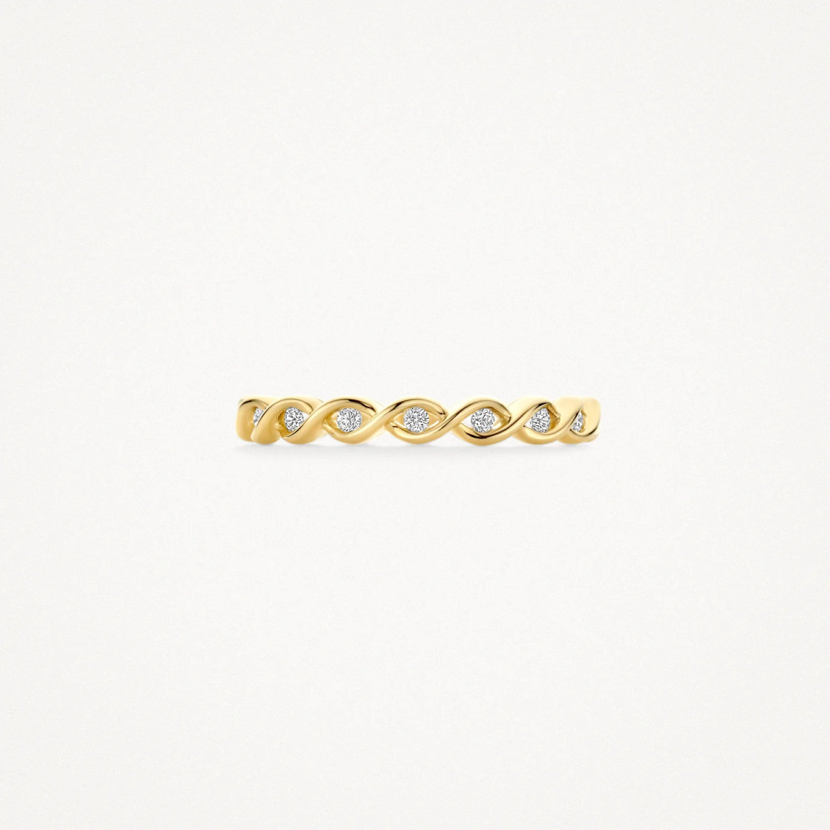 Blush 1259YZI 14-karaat gouden schakelring gedraaid met briljant geslepen zirkonia 2.6 mm breed