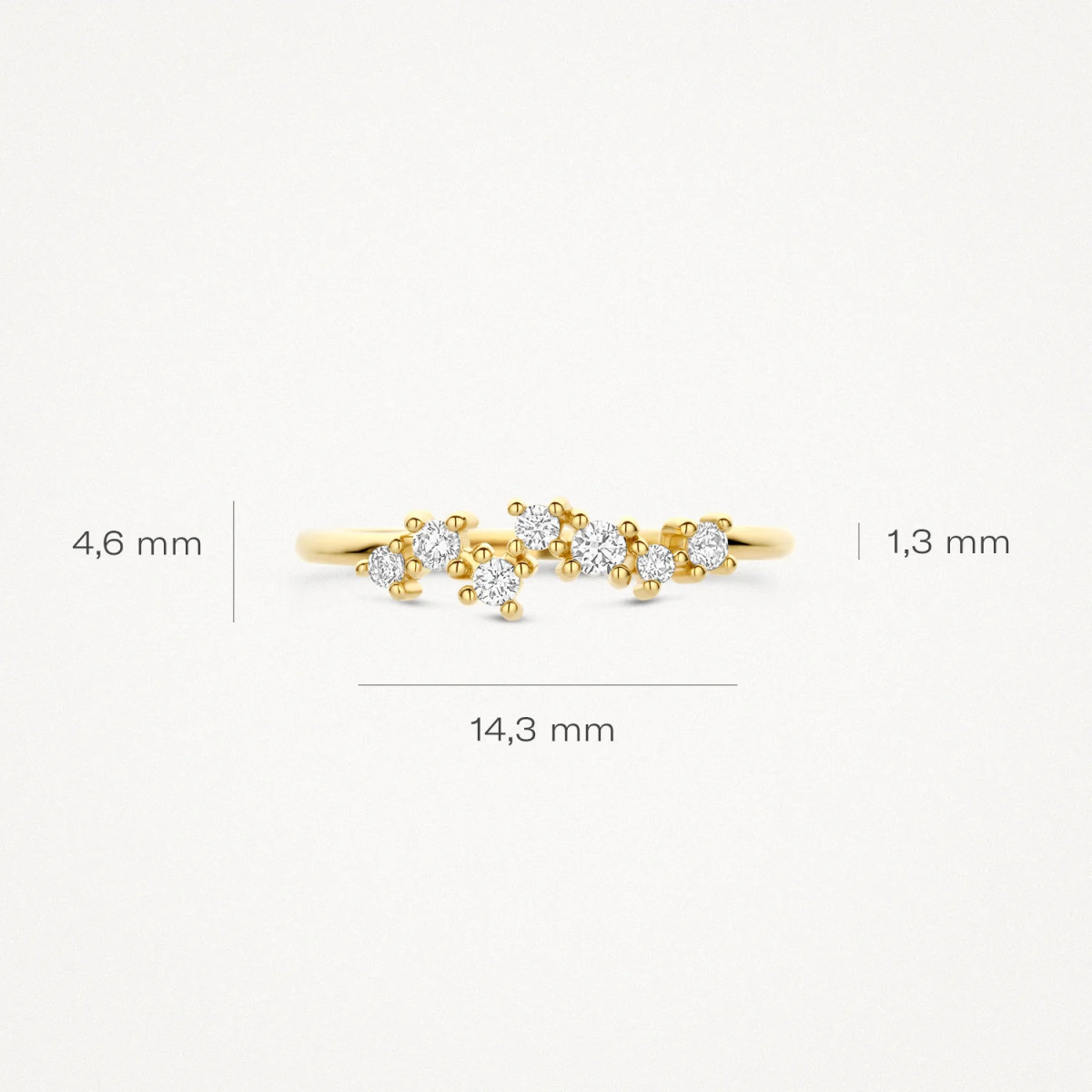 Blush 1267YZI 14-karaat gouden ring met briljant geslepen golvende zirkonia 1.3 mm breed