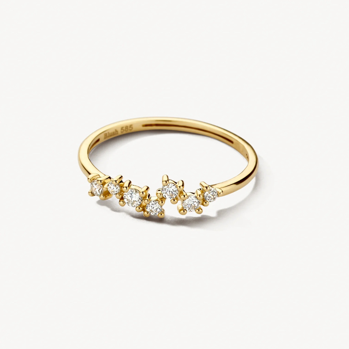 Blush 1267YZI 14-karaat gouden ring met briljant geslepen golvende zirkonia 1.3 mm breed