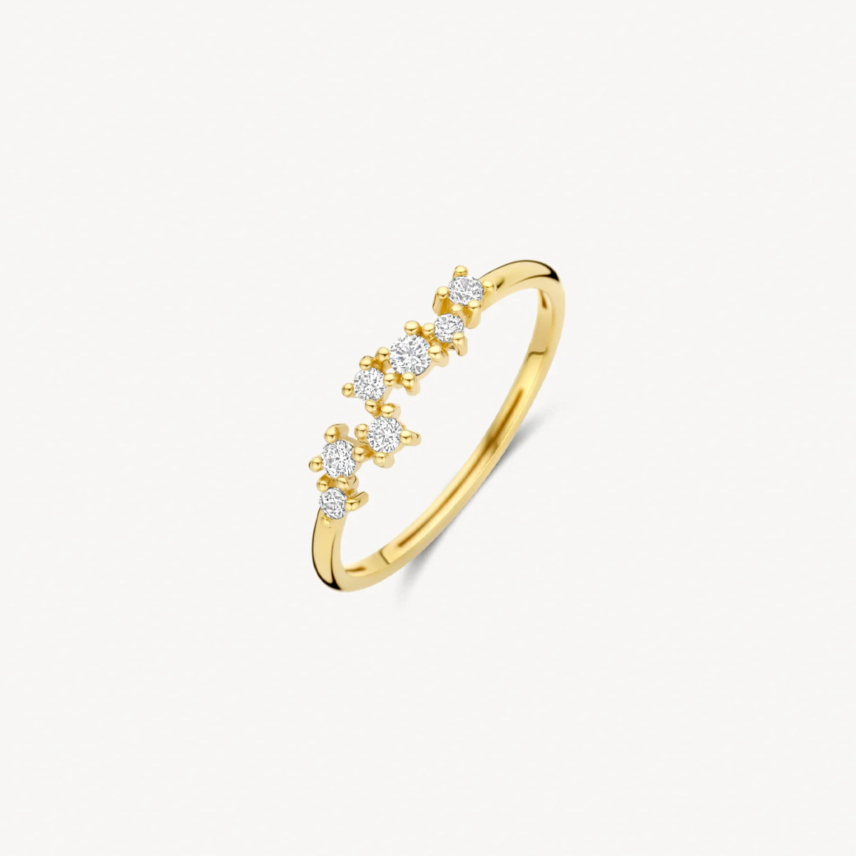Blush 1267YZI 14-karaat gouden ring met briljant geslepen golvende zirkonia 1.3 mm breed