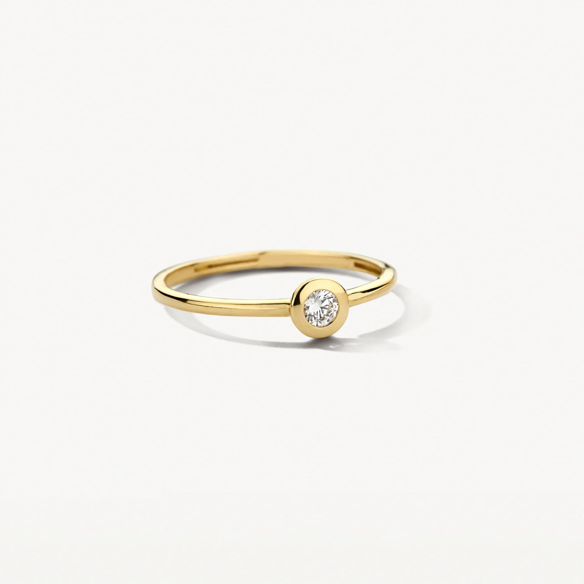Blush 1273YZI 14-karaat gouden solitair ring met ronde zirkonia 1.3 mm breed
