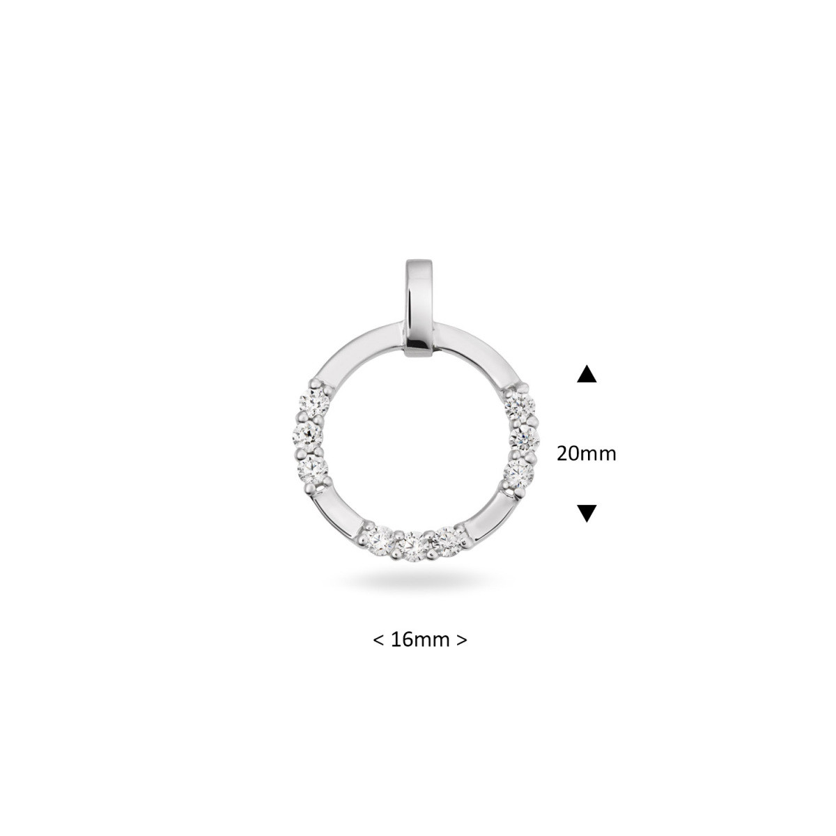 GLOW 120.0782.00 zilveren ronde hanger met steen transparante zirkonia 16 mm breed - Hoogte 20 mm