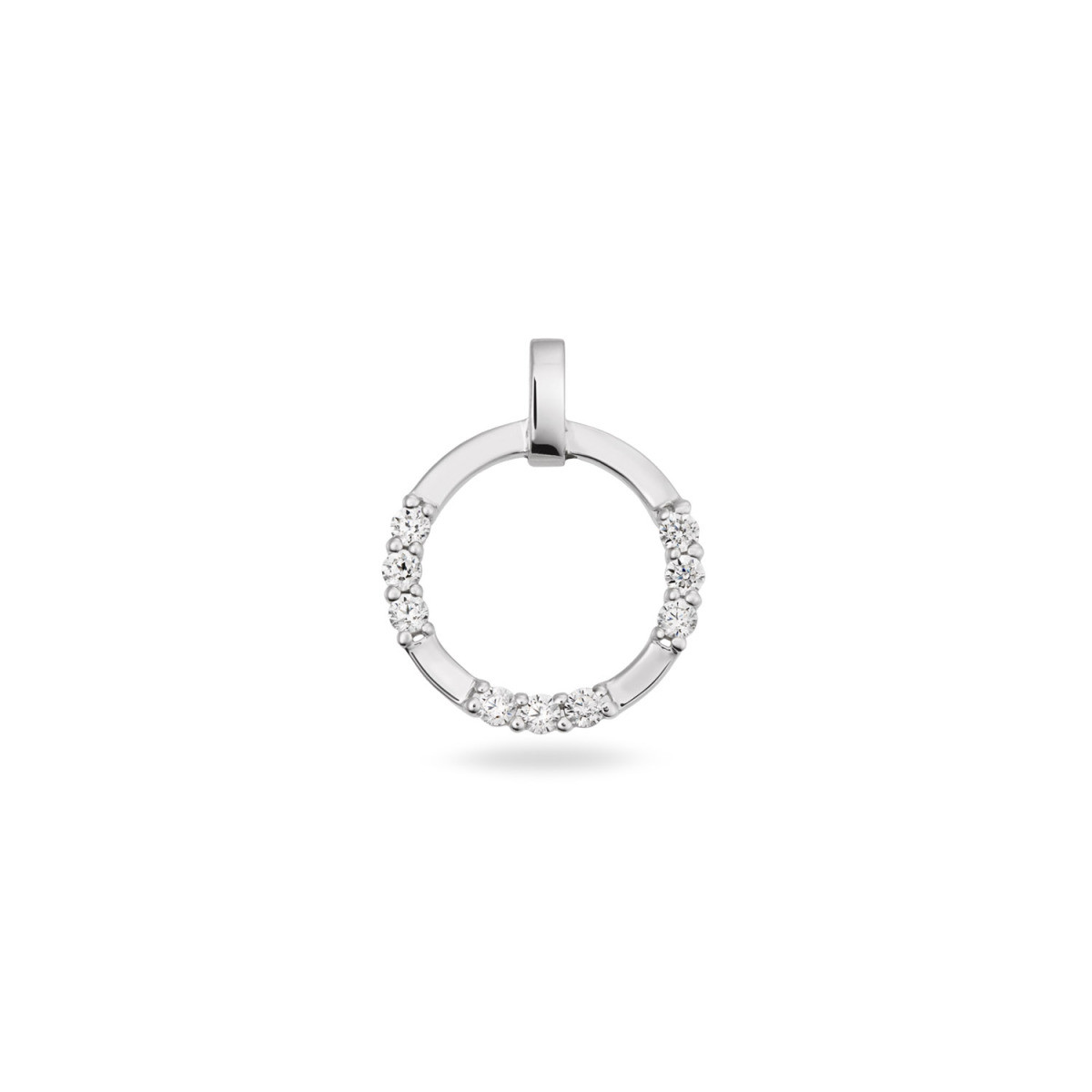 GLOW 120.0782.00 zilveren ronde hanger met steen transparante zirkonia 16 mm breed - Hoogte 20 mm