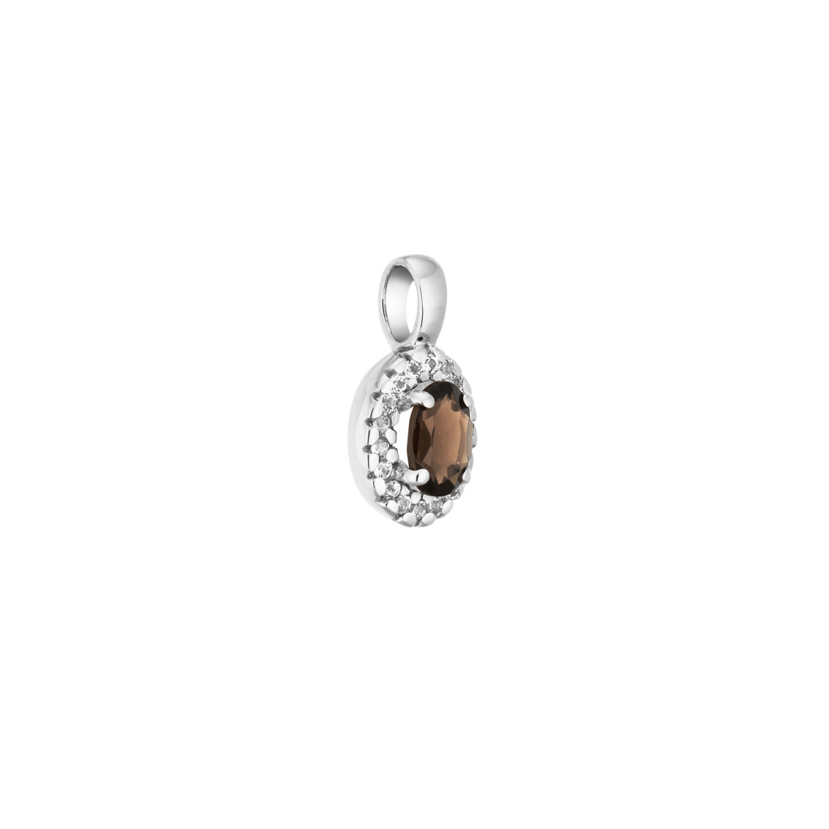 GLOW 120.0814.00 925 zilveren hanger met steen bruine topaas en zirkonia 7 mm breed - Hoogte 14 mm