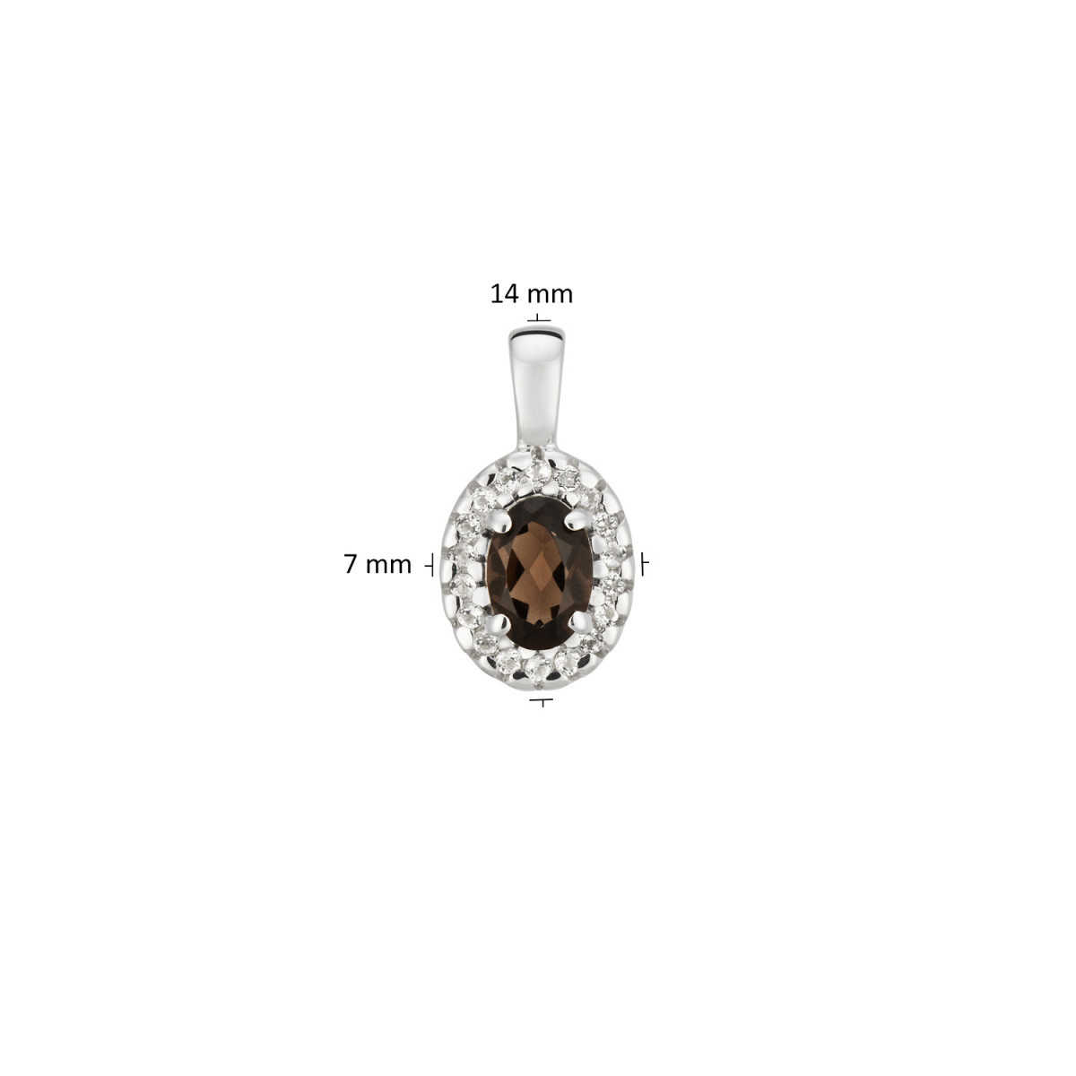 GLOW 120.0814.00 925 zilveren hanger met steen bruine topaas en zirkonia 7 mm breed - Hoogte 14 mm