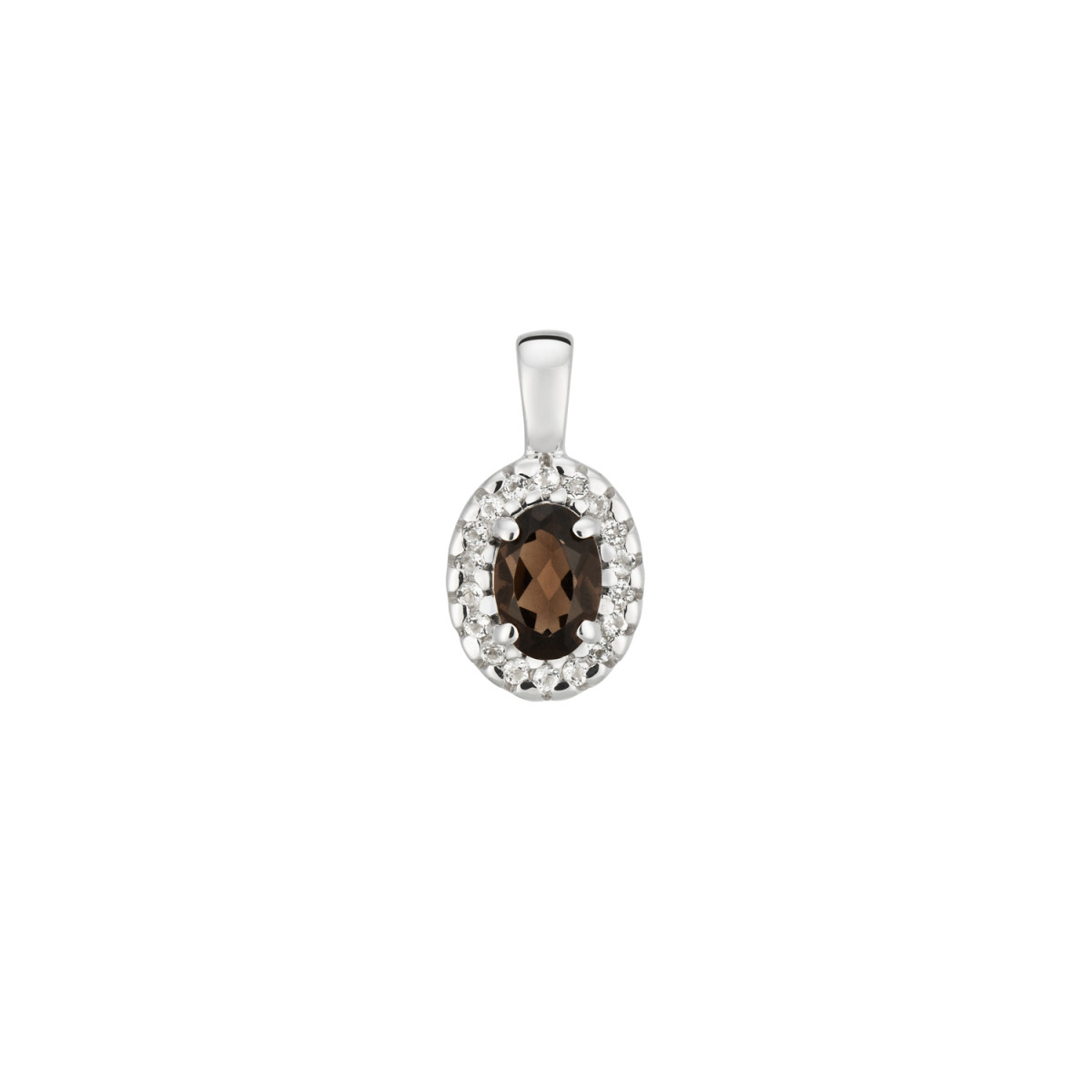GLOW 120.0814.00 925 zilveren hanger met steen bruine topaas en zirkonia 7 mm breed - Hoogte 14 mm