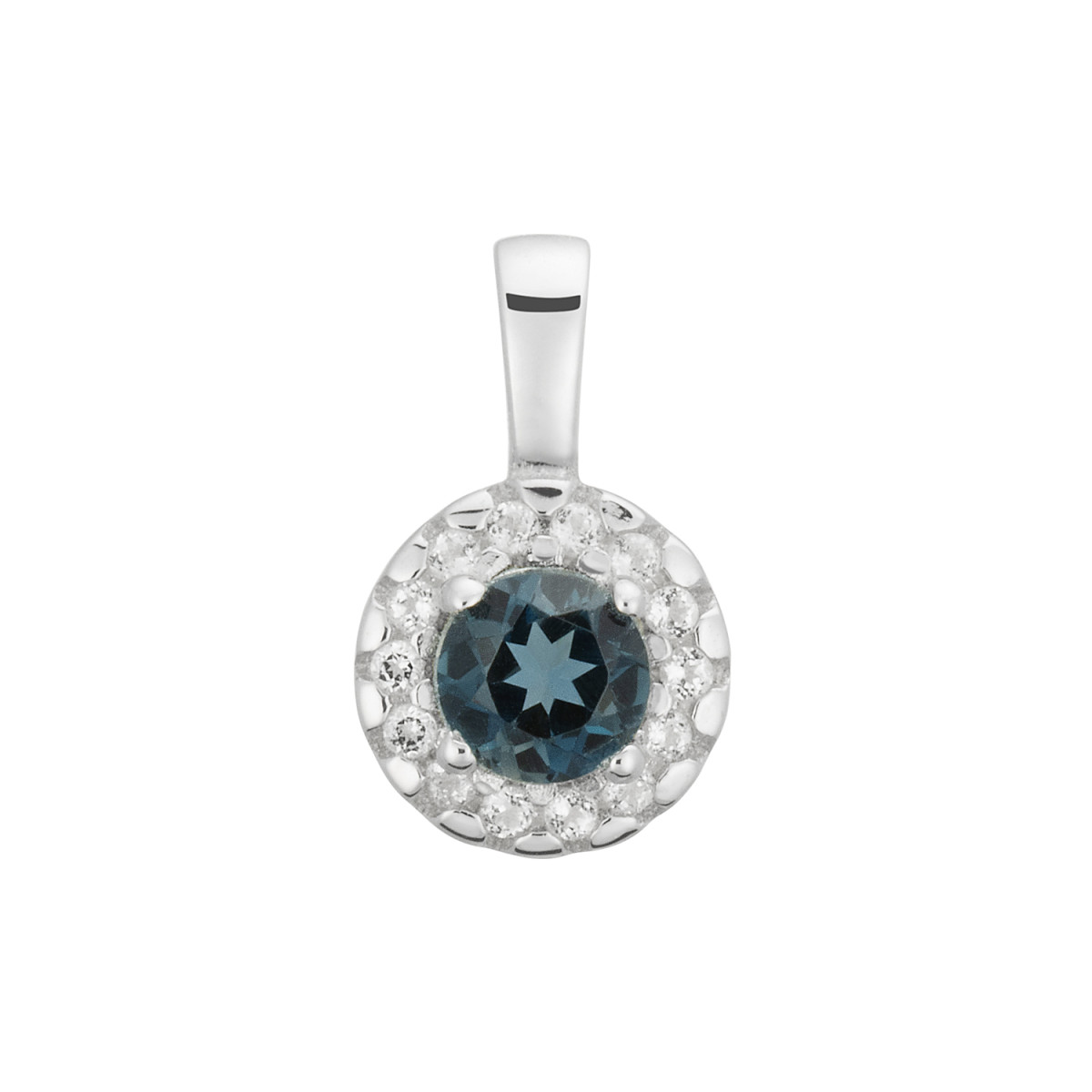 GLOW 120.0817.00 zilveren ronde hanger met steen briljant geslepen blauwe topaas 7 mm breed - Hoogte 12 mm