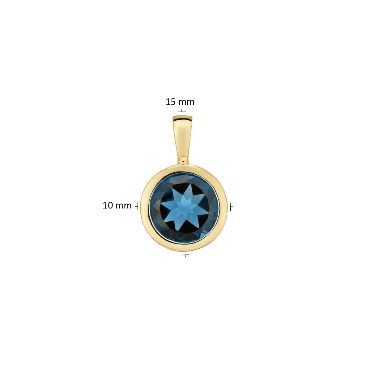 GLOW 120.8002.00 gold plated hanger met blauw briljant geslepen topaas - Hoogte 15 mm