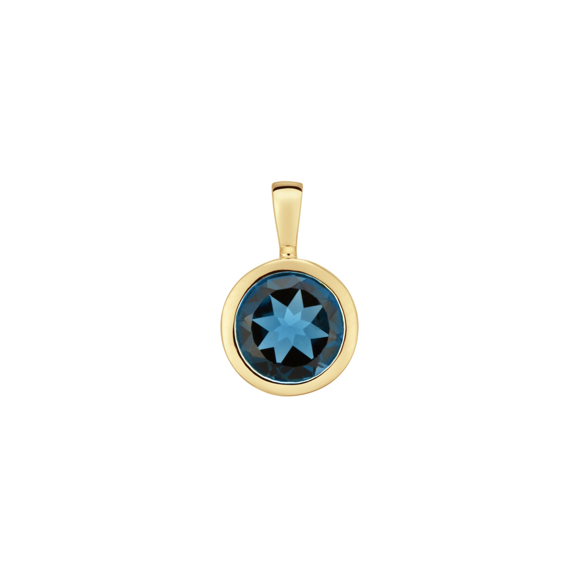 GLOW 120.8002.00 gold plated hanger met blauw briljant geslepen topaas - Hoogte 15 mm